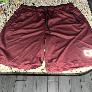 G Gradual Men's Running Shorts with Zipper Pockets Quick Dry Maroon  Sz XL NEW!!
